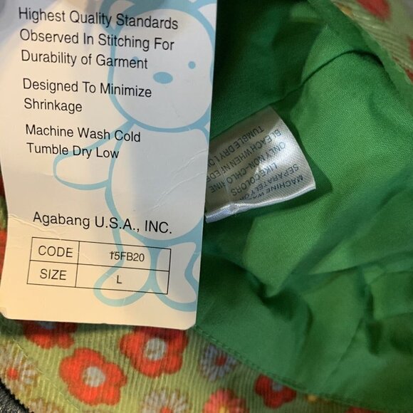 Agabang Toddler L Large Bucket Hat Corduroy Floral Print Ruffled Accents NWT - Picture 5 of 5